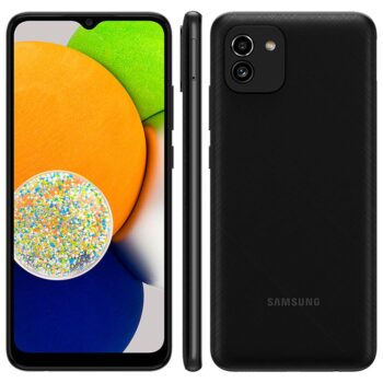 Distribuidor de celular Smartphone Samsung Galaxy A03 Preto, 64GB, 4GB RAM, Tela Infinita de 6.5", Câmera Dupla Traseira, Bateria 5000 mAh e Processador Octa Core para revenda